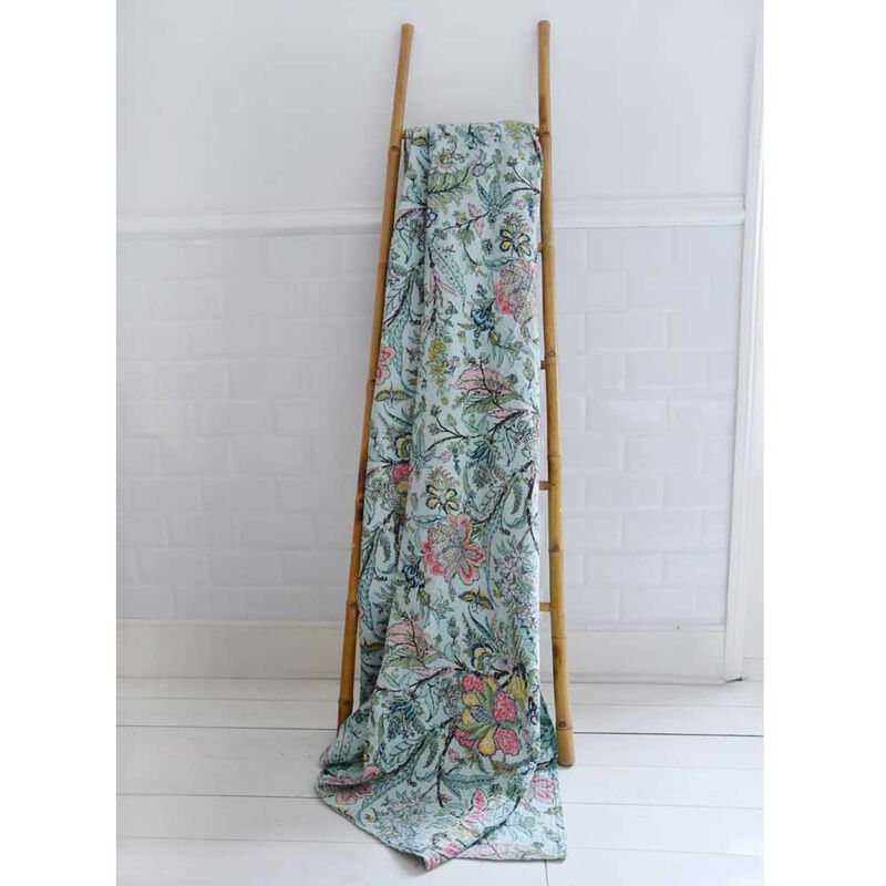 Powell Craft Kantha Throw Mint Exotic Flower 150x230cm image number 2